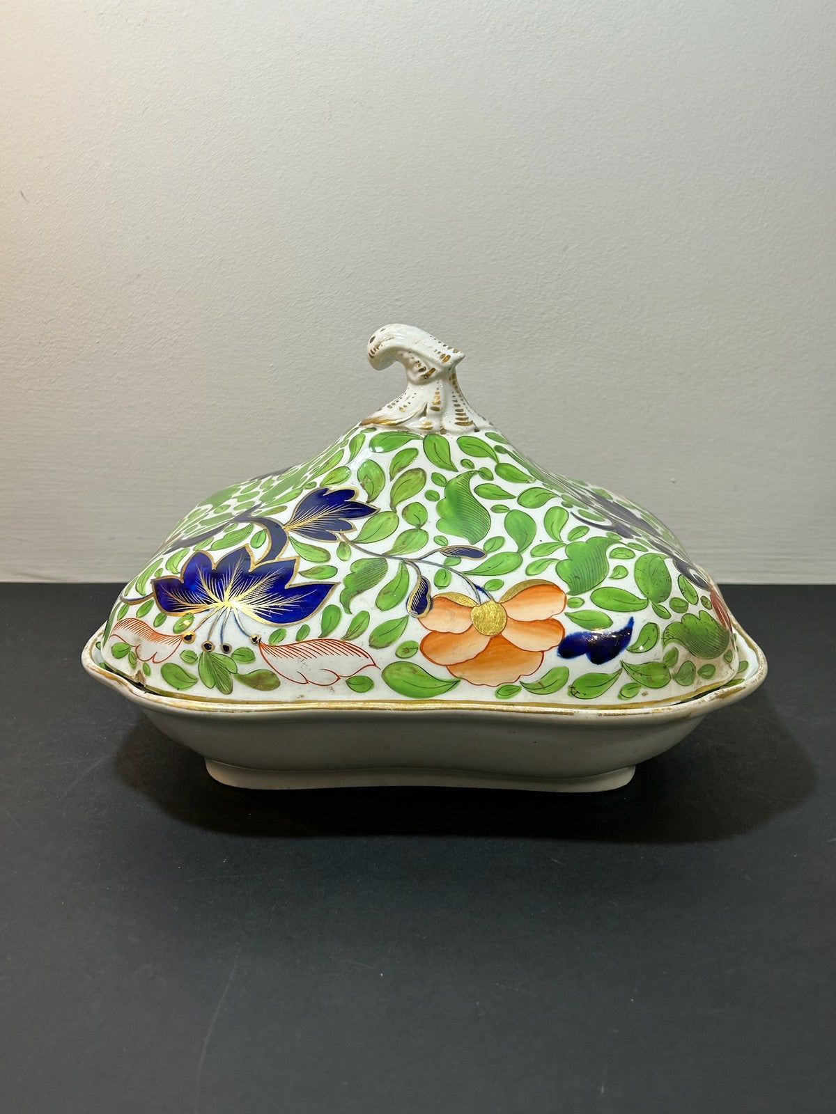 Antique Regency Ironstone Covered Vegetable Tureen Stand Lion Finial Imari c18203