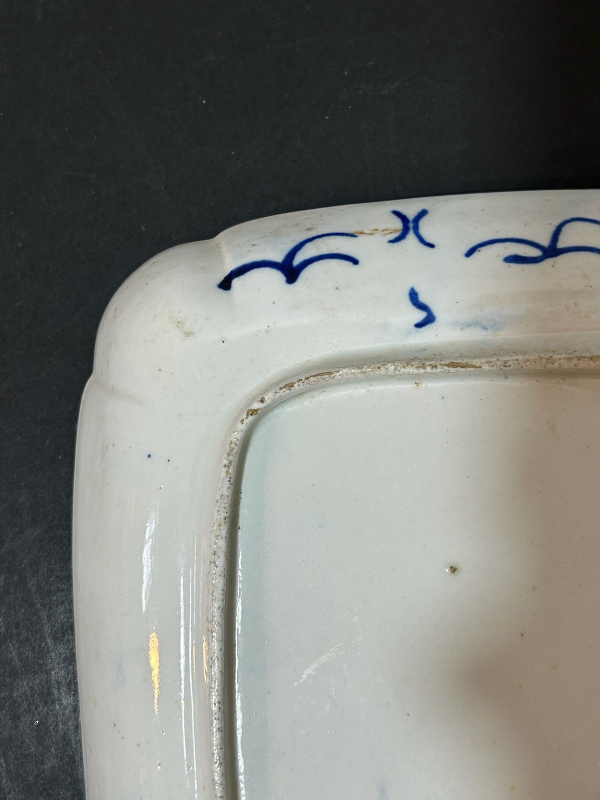 Antique Money Tree Pattern Imari Stone China Square Dish Blue Seal Mark 21cm7