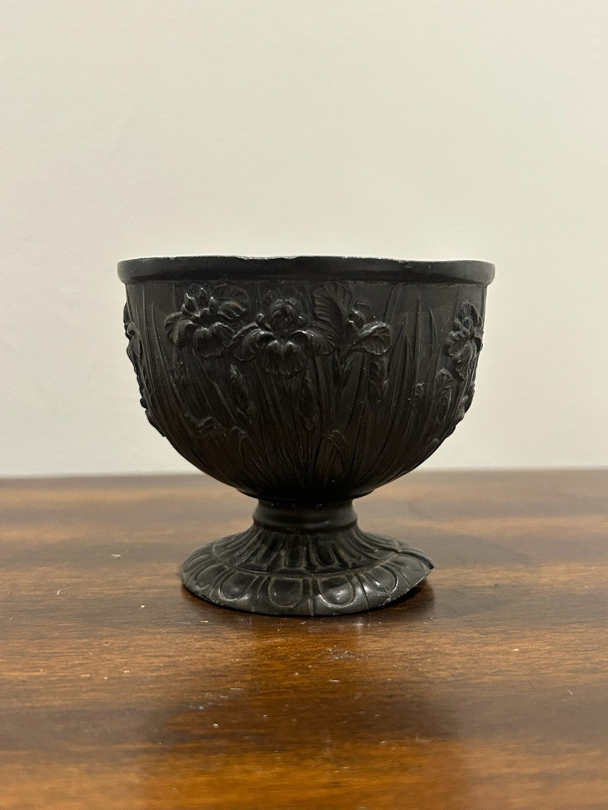 Two Art Nouveau Style Pewter Footed Bowls Iris Relief A/F0