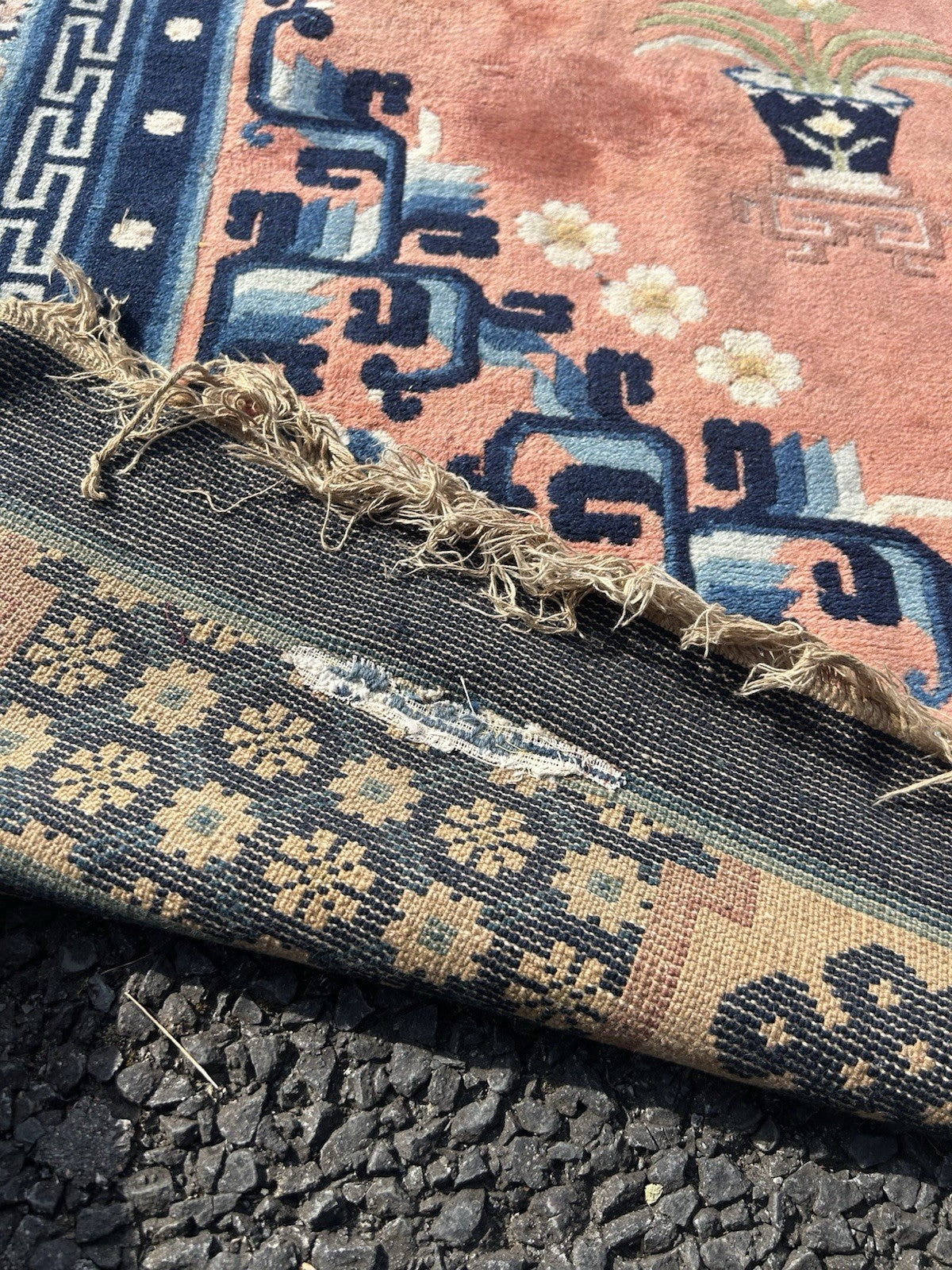 Semi Antique Chinese Pecking Rug CHINA Area Carpet Orange15