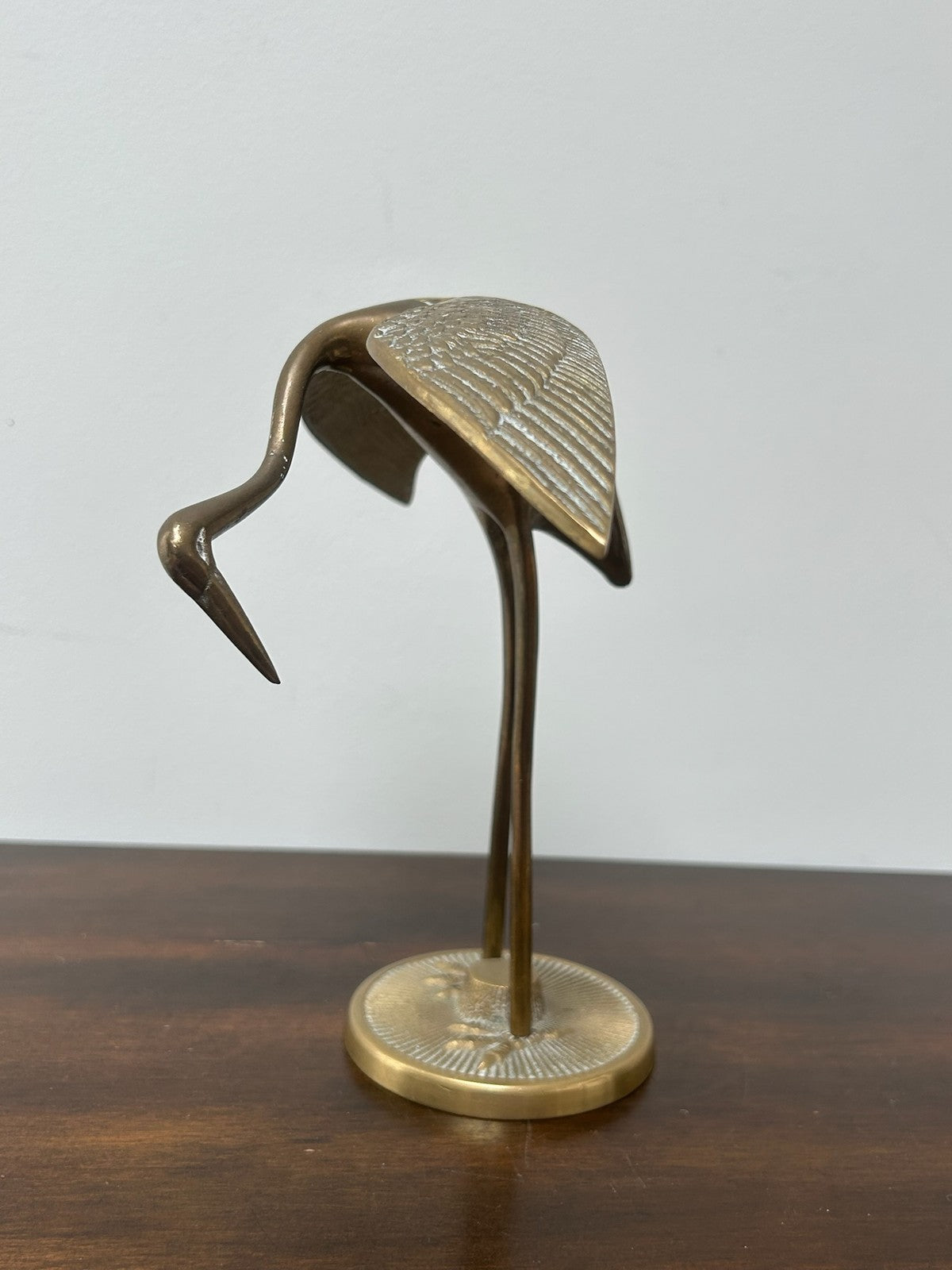 Brass Crane Heron Bird Figure Sculptural Mid Century 19cm1