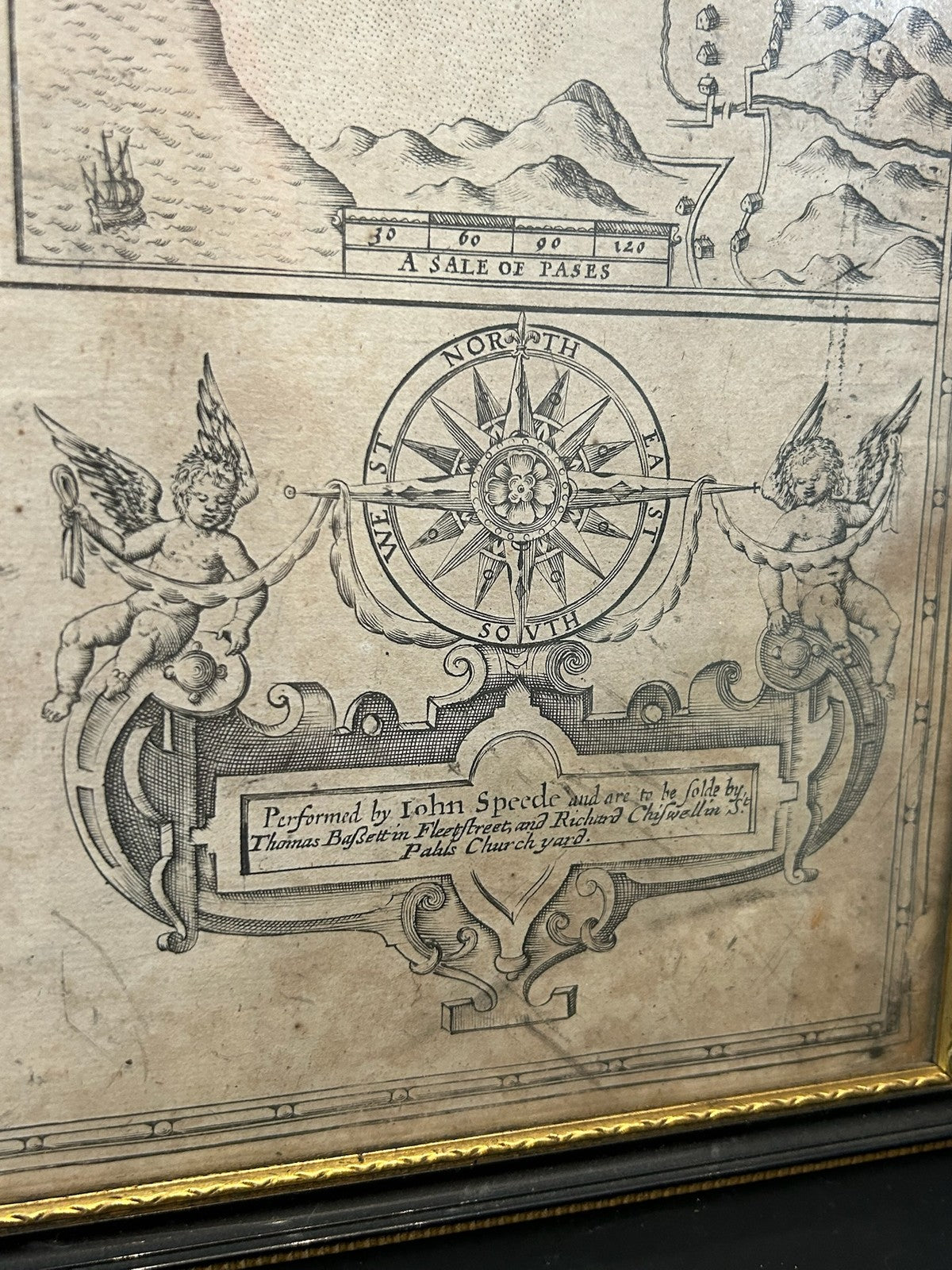 John Speed Merionethshire Antique Map 1676 Bassett & Chiswell Edition Framed8