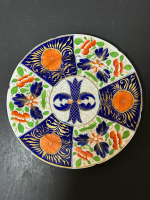 Antique English Porcelain Imari Plate Old Japan Pattern Cobalt Gilt 21cm