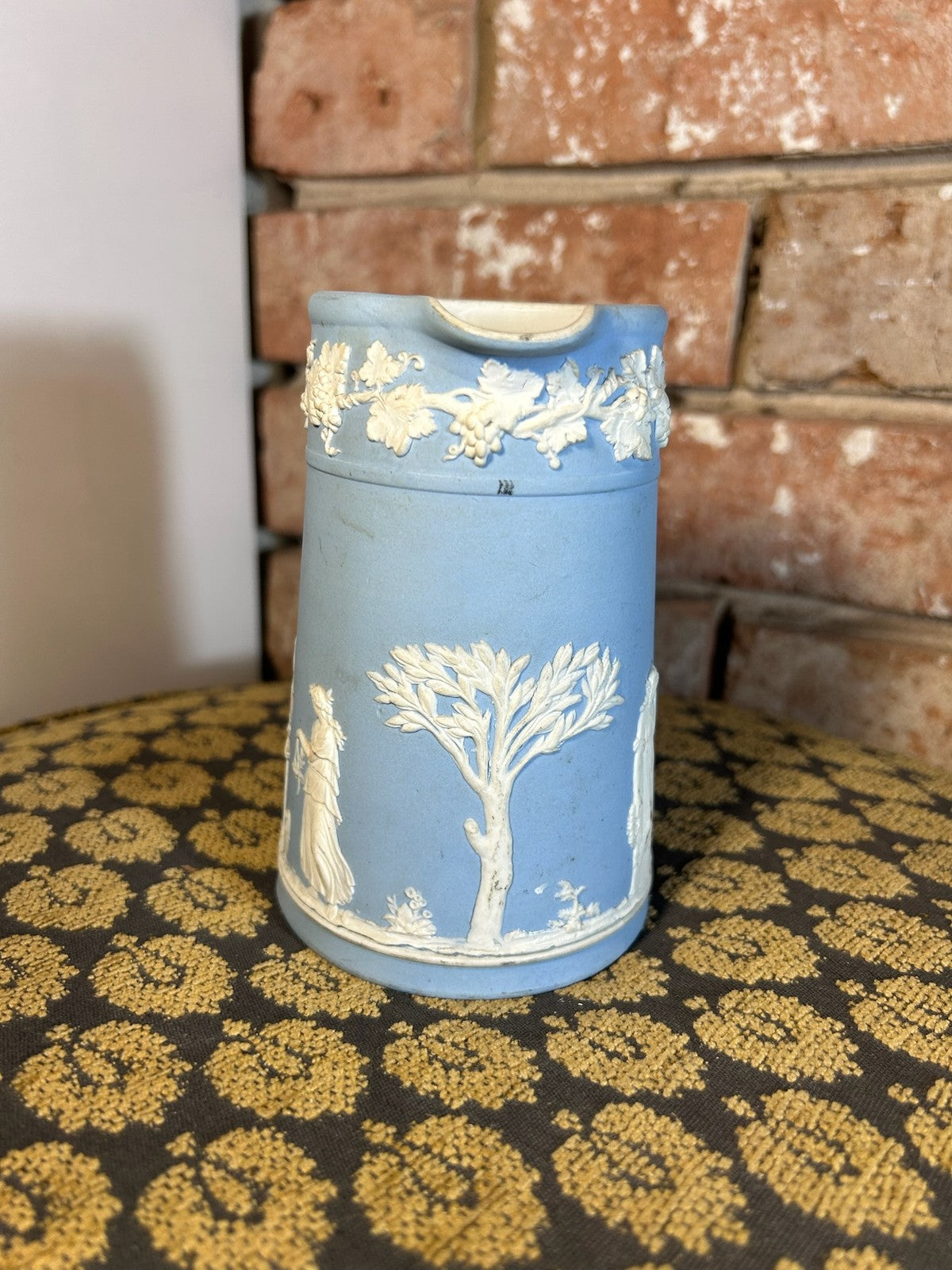 Antique Blue Jasper Dip Jug White Classical Figures Relief3