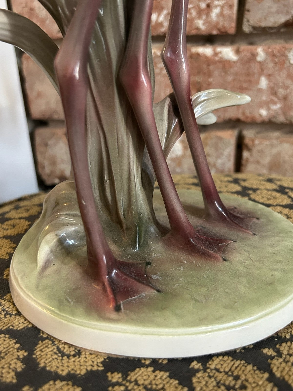 Vintage Austrian Ceramic Flamingo Group Figure Three Flamingos Made in Austria13