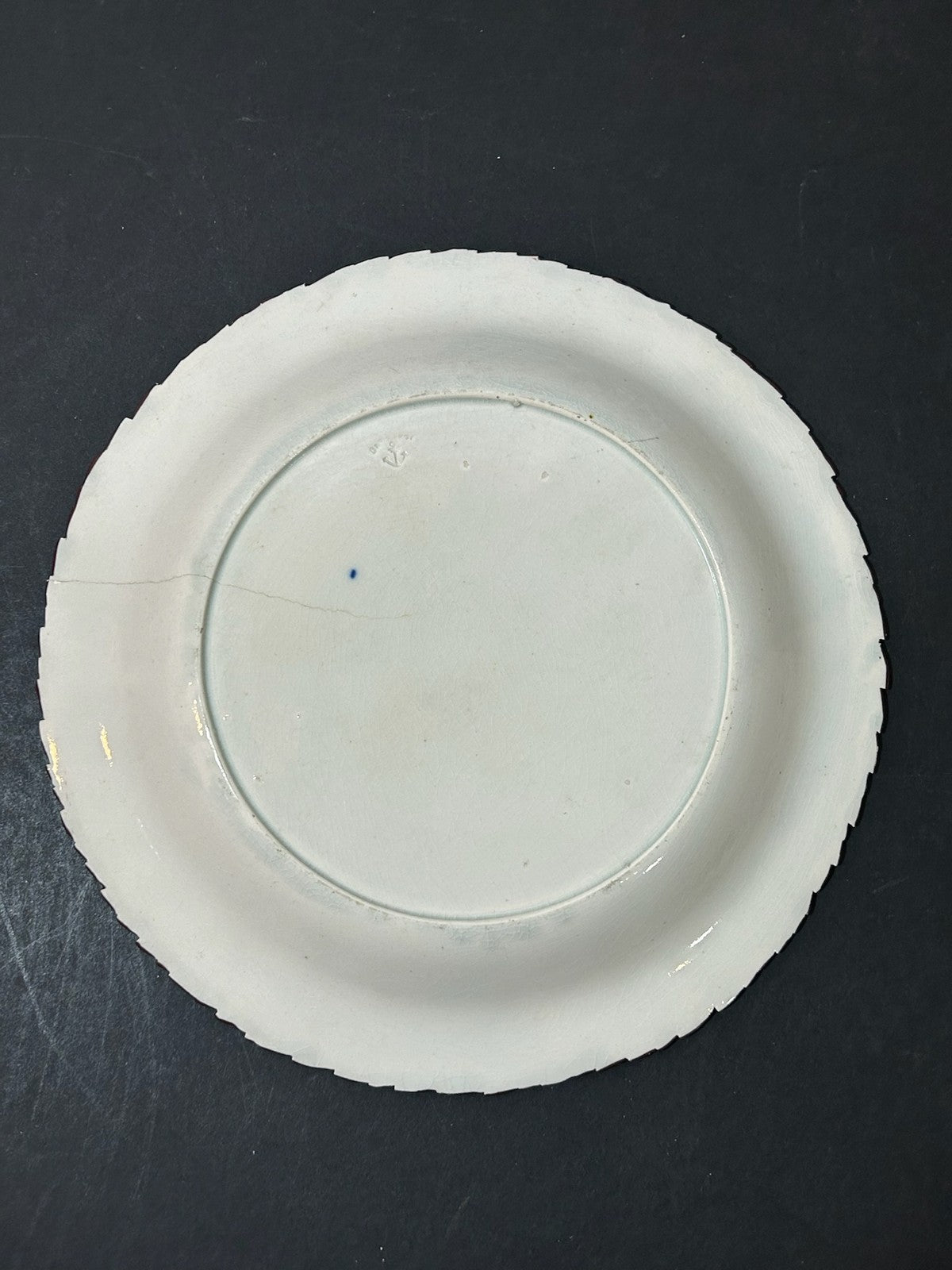 Antique Davenport Creamware Plate Hand Painted Daffodil Impressed Anchor AF4