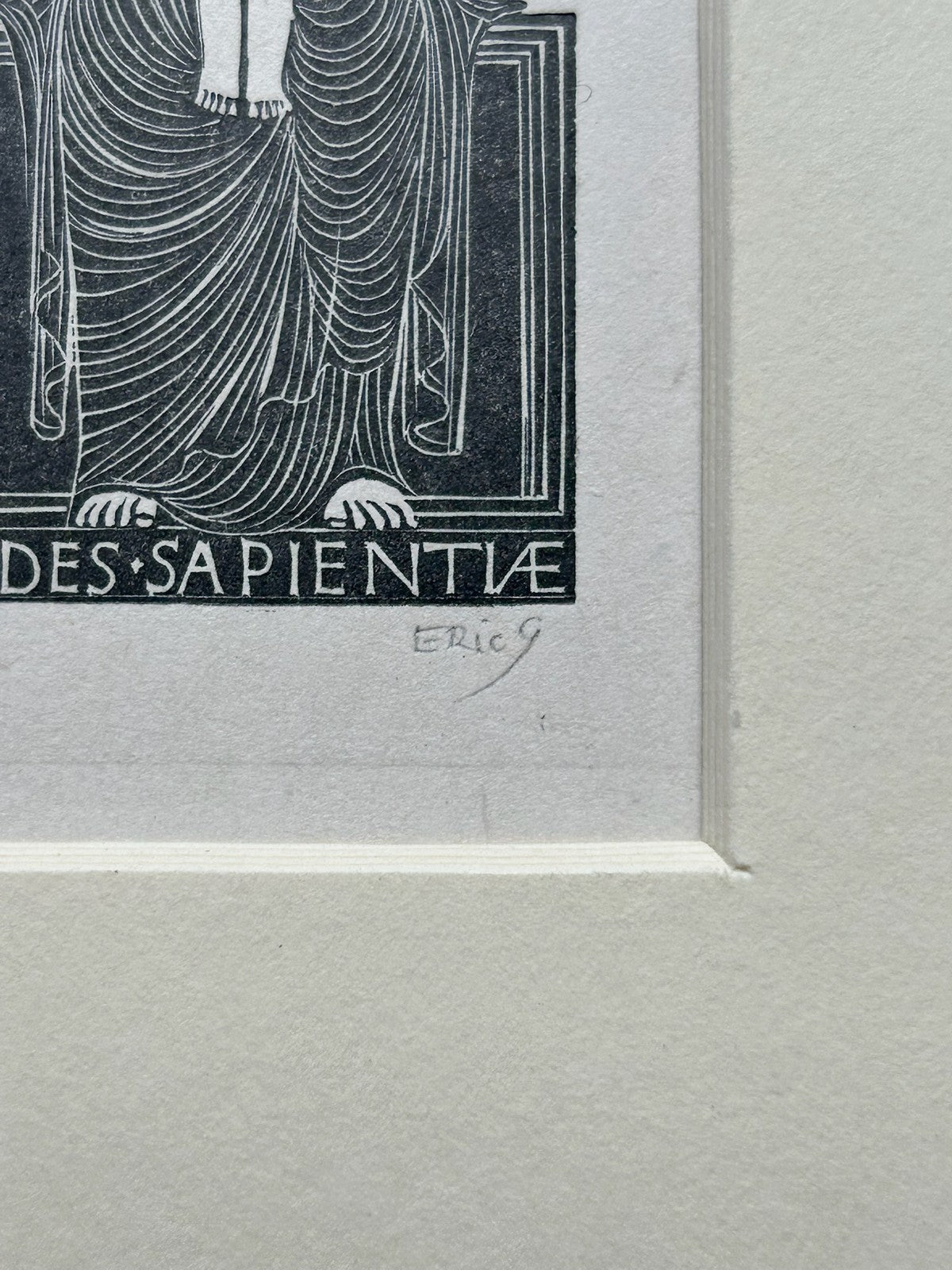 Eric Gill Signed Wood Engravings Virgin & Child Sedes Sapientiae Pair Mounted7