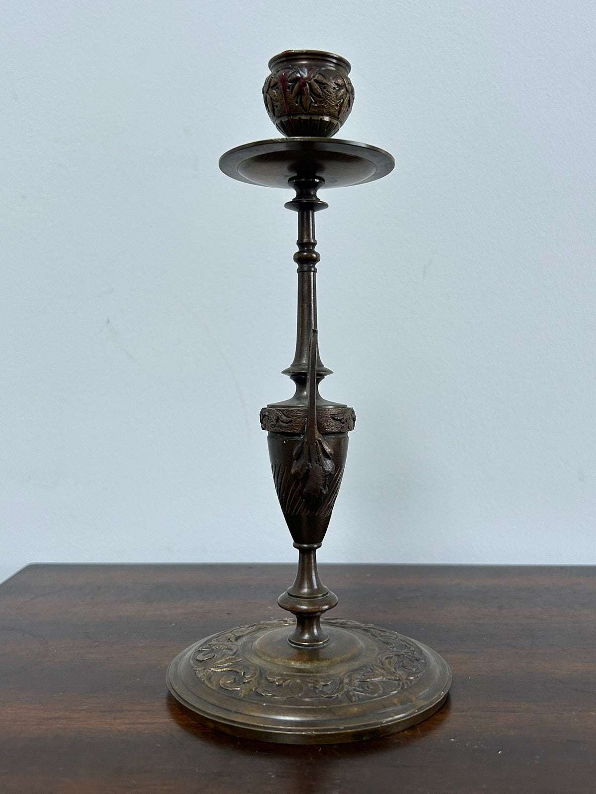 Pair Antique Bronze Neo Grec Candlesticks 19th Century1