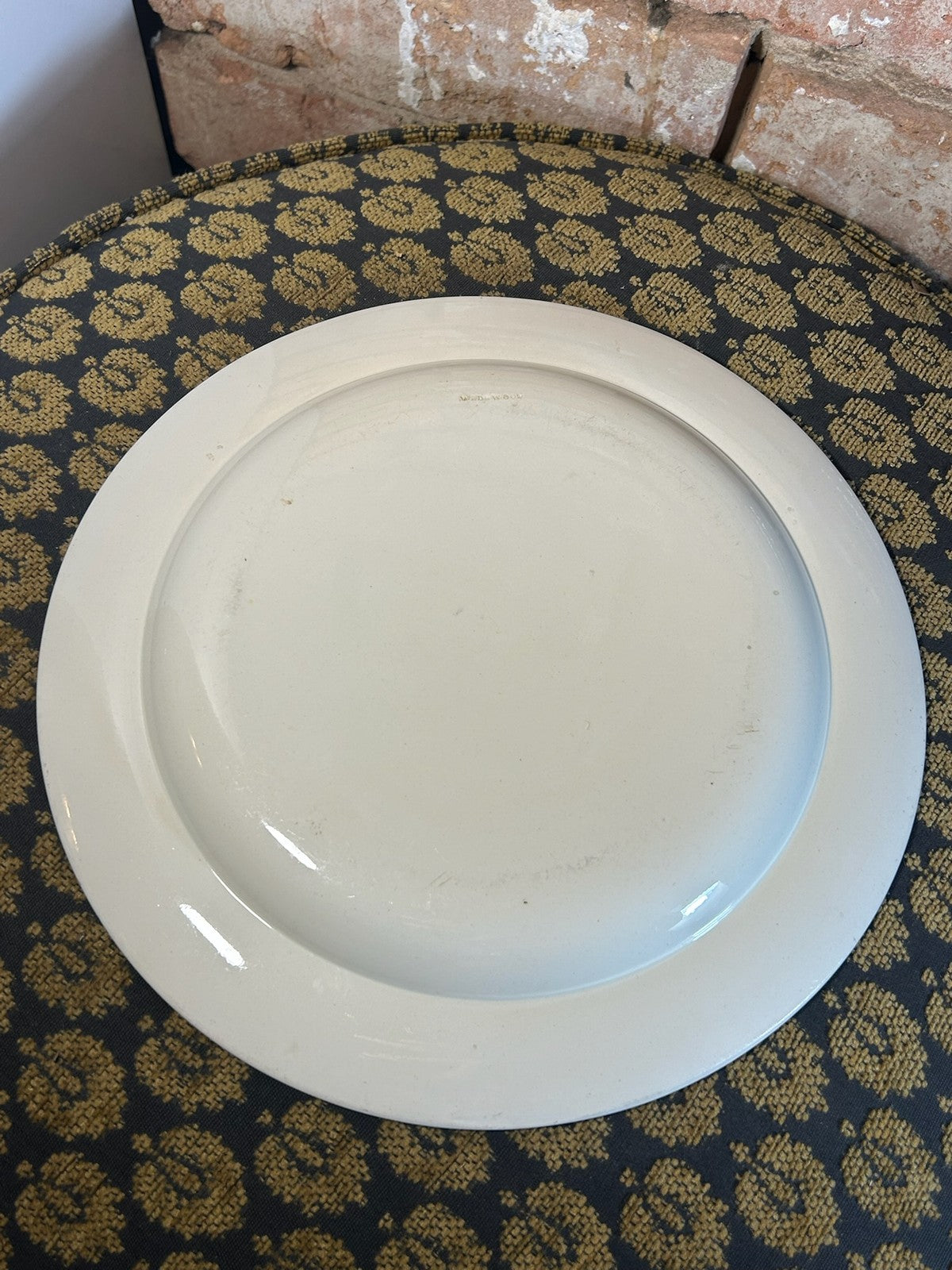 Antique Wedgwood Creamware Plate Brown Leaf Border c1800 Impressed Mark1