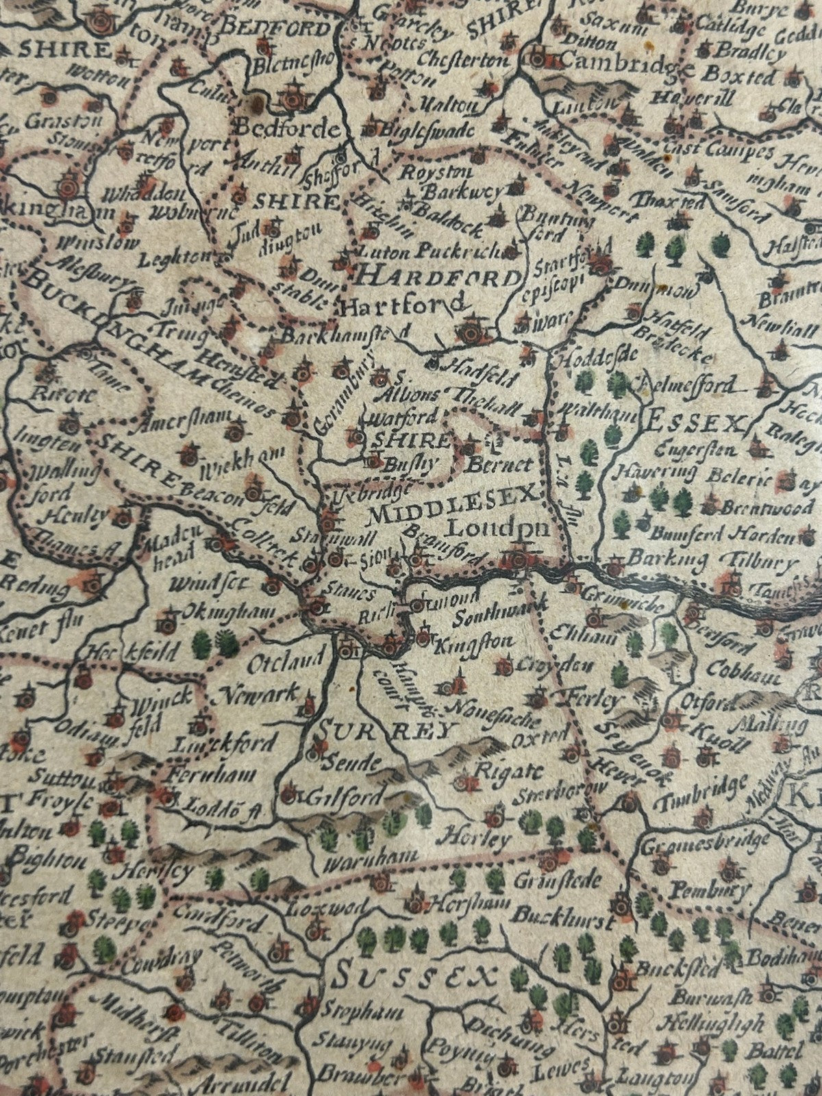 John Speed Kingdome of England 1646 Abraham Goos Carte a Figures Map Hand Colour4
