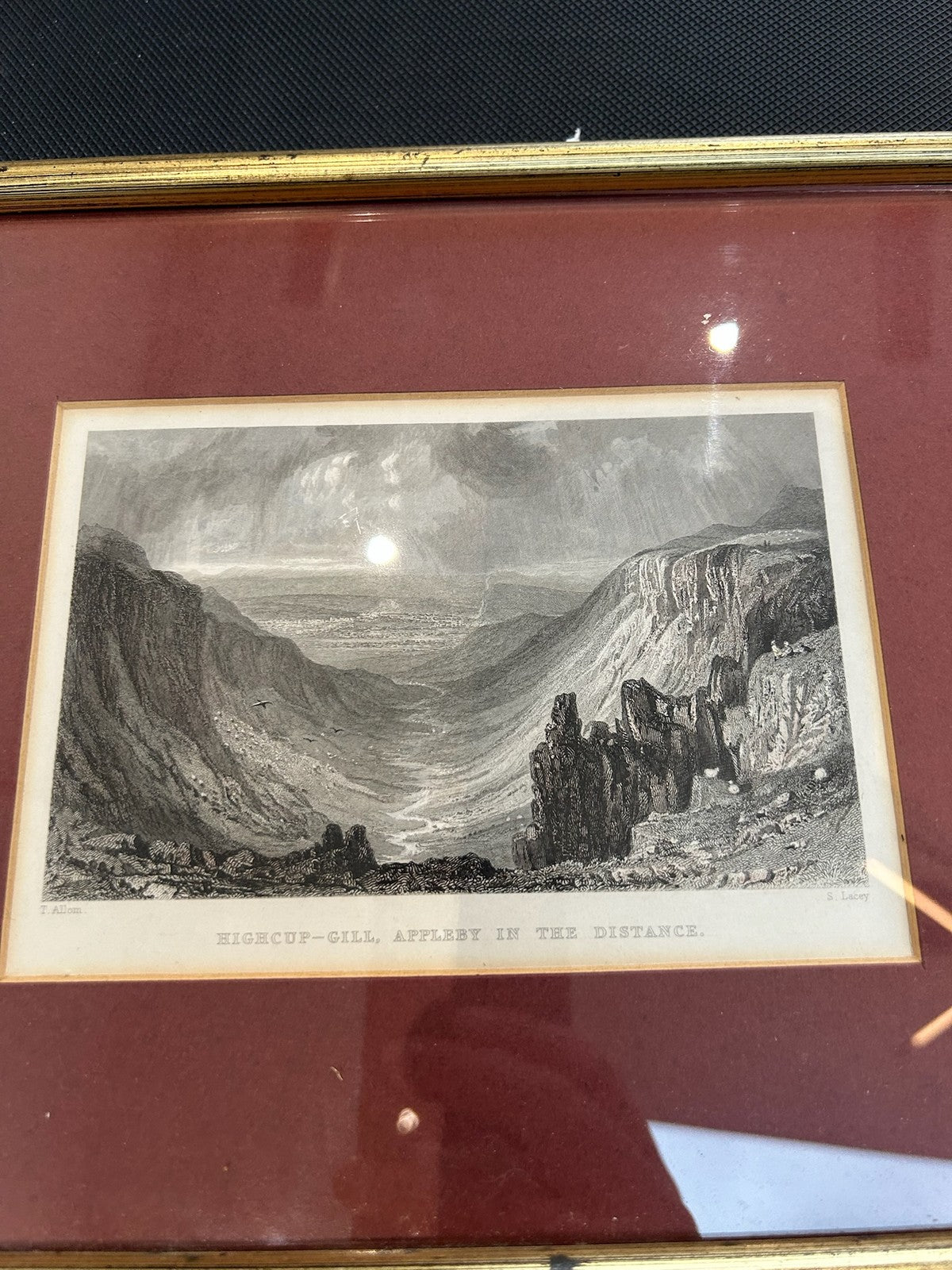 Antique Set 3 T Allom Lake District Steel Engravings Derwent Elterwater Framed2