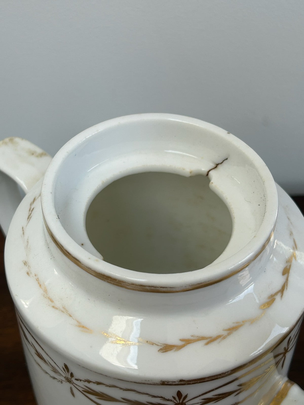 Antique Empire Style White Gilt Porcelain Coffee Pot Animal Head Spout9