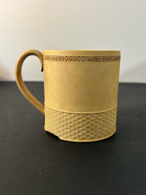 Antique English Caneware Cup c1800 1820 Engine Turned Basketweave 8cm A/F
