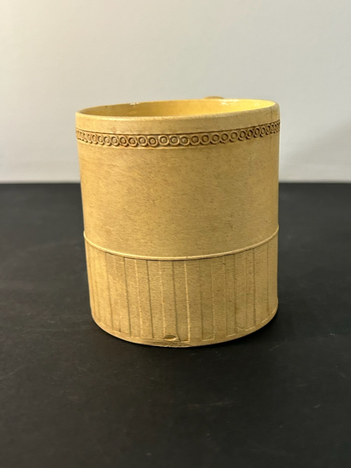 Antique English Caneware Cup c1800 1820 Engine Turned Basketweave 8cm A/F1