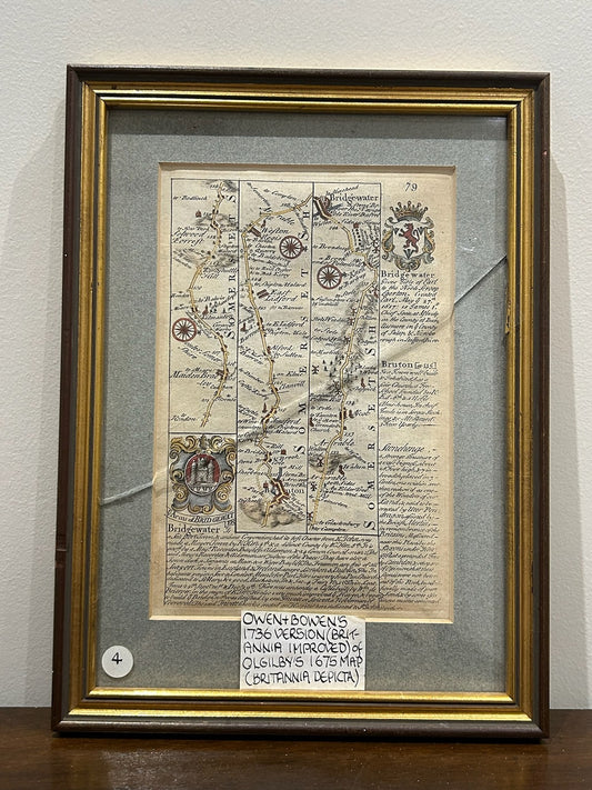 Antique Owen Bowen Britannia Depicta Road Map Somerset Bridgwater Framed0