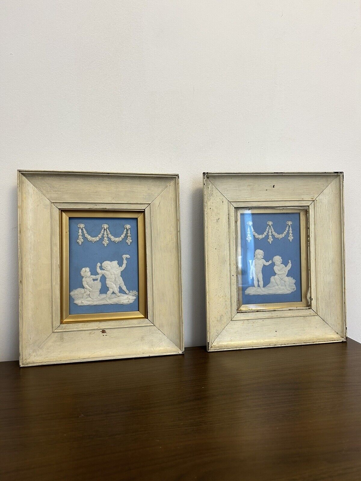 Wedgwood Pair Framed Jasperware Plaques 19th Century - RARE