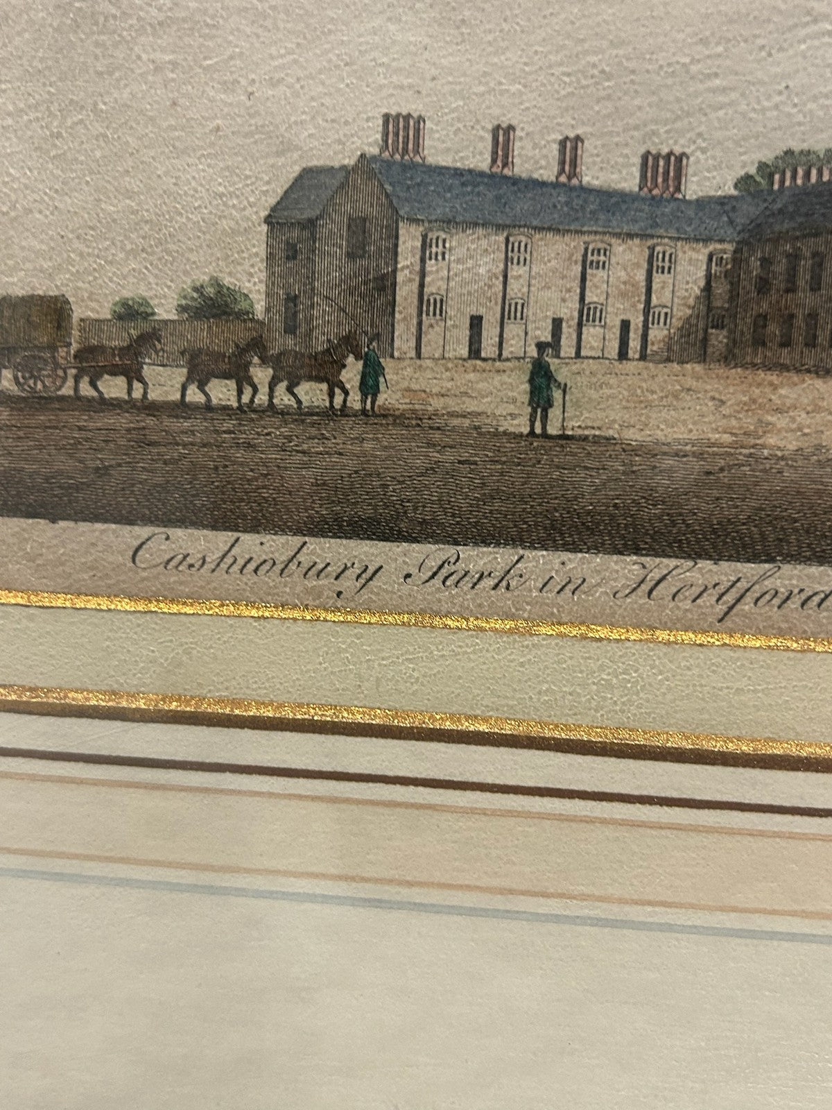 Antique Cashiobury Park Hertfordshire Hand Coloured Engraving Goadby c.17732