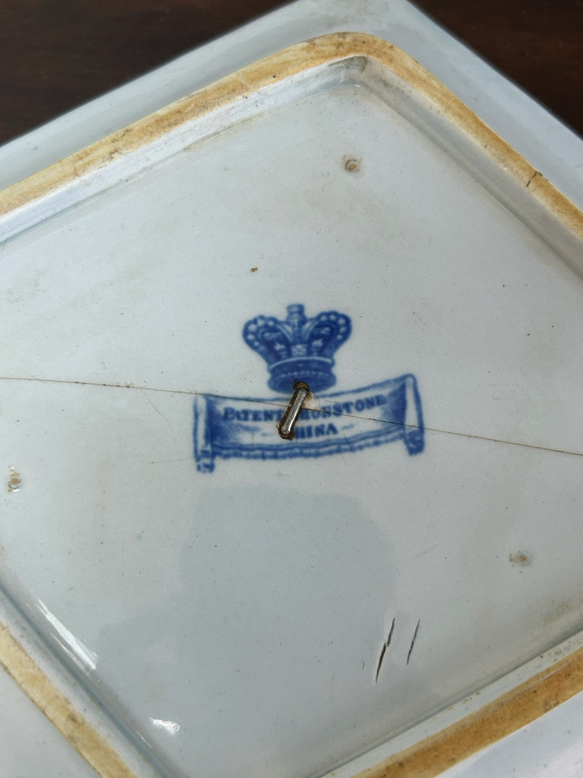 Antique Masons Style Ironstone Dish Chinoiserie Pagoda Blue Polychrome 19thC9