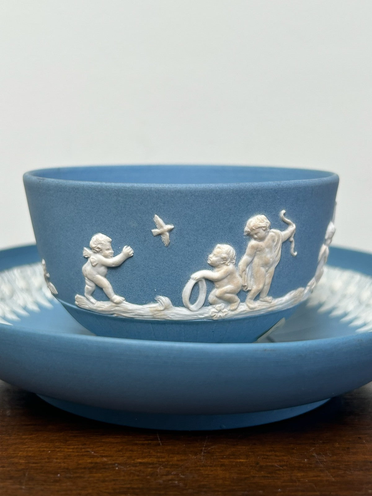 Turner Blue Jasperware Cup Saucer Classical Relief Georgian c1800 NOT Wedgwood2