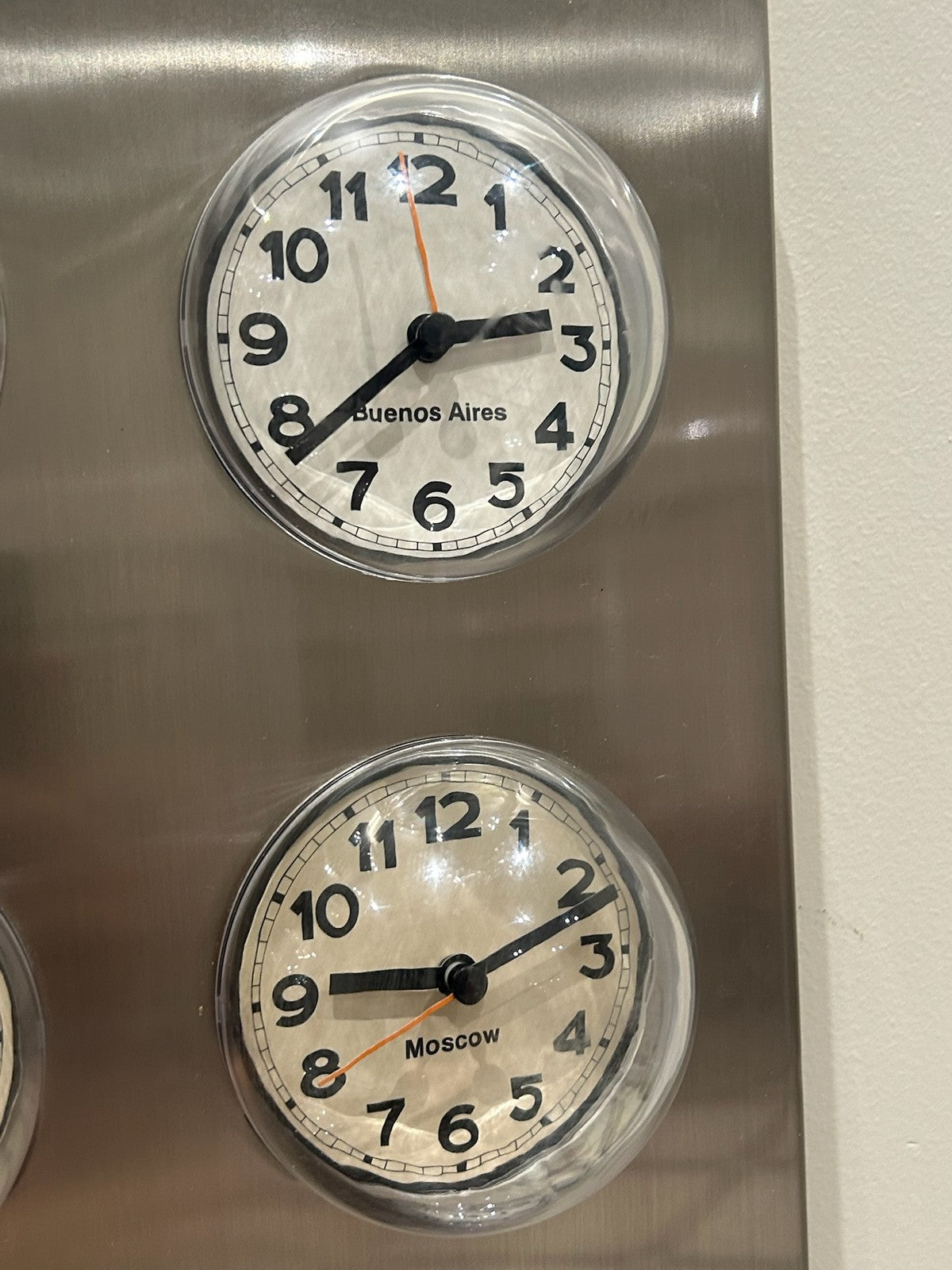 Karlsson World Time Clock 9 Dials Brushed Steel Time Zone4