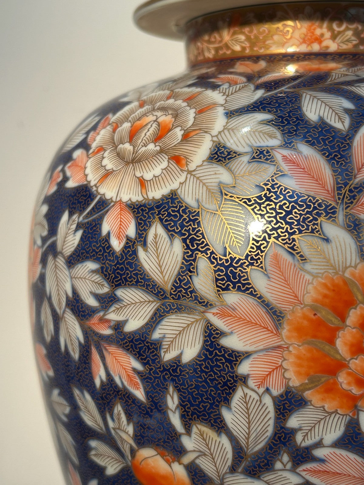 Large Antique Japanese Fukagawa Imari Lidded Temple Jar Meiji Period (A/F)5