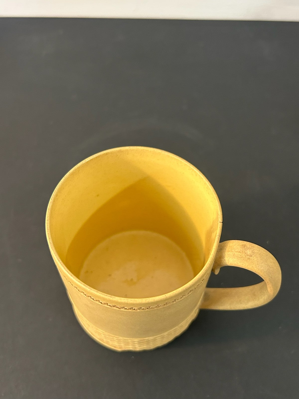 Antique English Caneware Cup c1800 1820 Engine Turned Basketweave 8cm A/F3