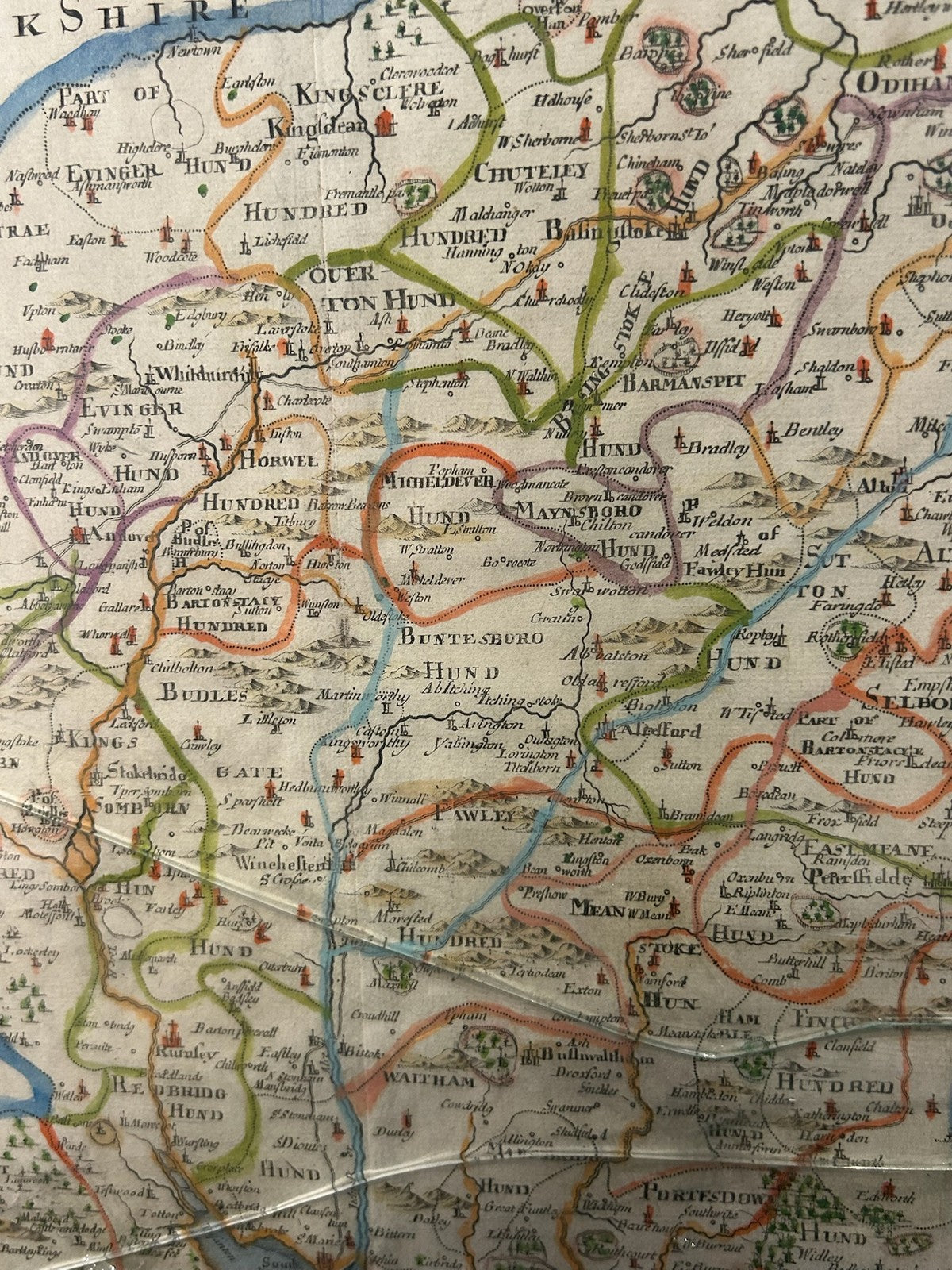 Antique Hampshire Map Robert Morden 1695 Camden Britannia Hand Coloured Framed5