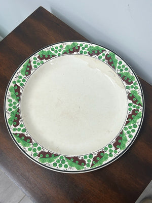 Antique Spode Creamware Plate Hand Painted Green Purple Vine Grape Border 25cm