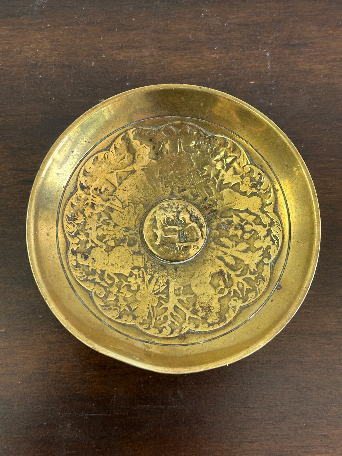 Antique French Brass Bronze Miniature Dish Marked FC Depose Trinket2