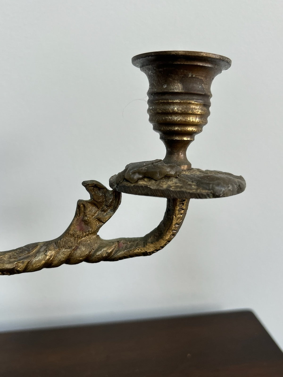 Antique Brass Candlestick Rococo Style Good Condition4