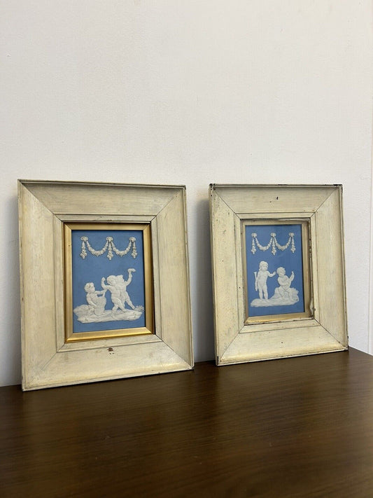 Wedgwood Pair Framed Jasperware Plaques 19th Century - RARE