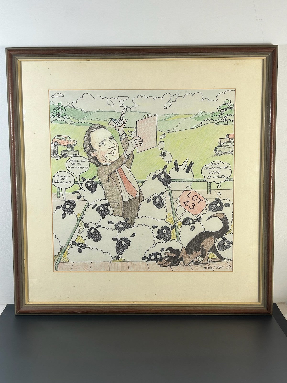 Hilary J Baker 1986 Original Cartoon Prince Charles Sheep Auction Lot 43 Signed0