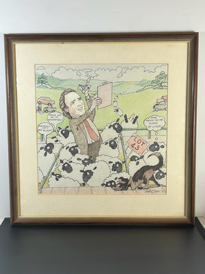 Hilary J Baker 1986 Original Cartoon Prince Charles Sheep Auction Lot 43 Signed