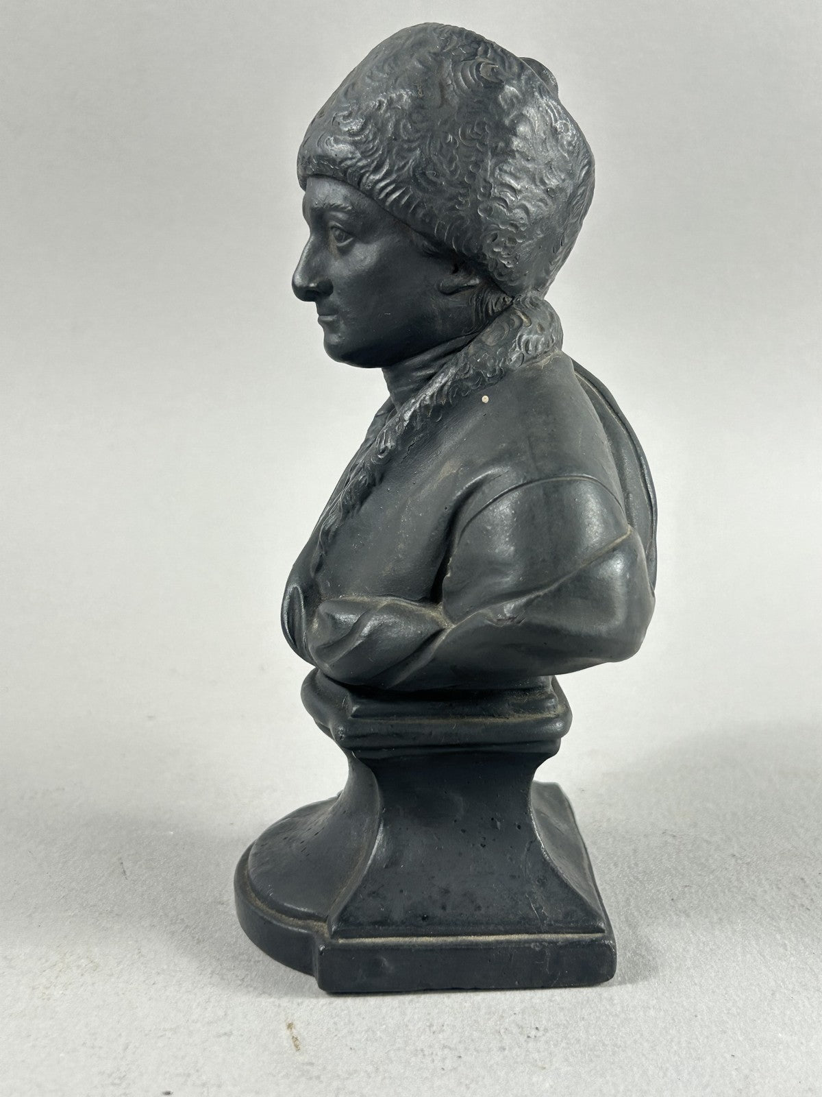 18th Century Black Basalt Bust of Rousseau in Wedgwood Style