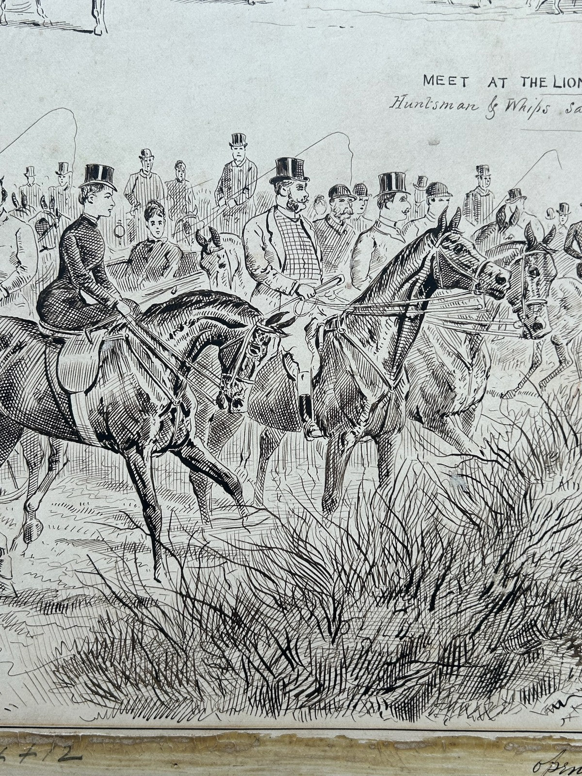 Sturgess Original Pen & Ink Drawing Mid Kent Staghounds Meet at Lion Farningham6