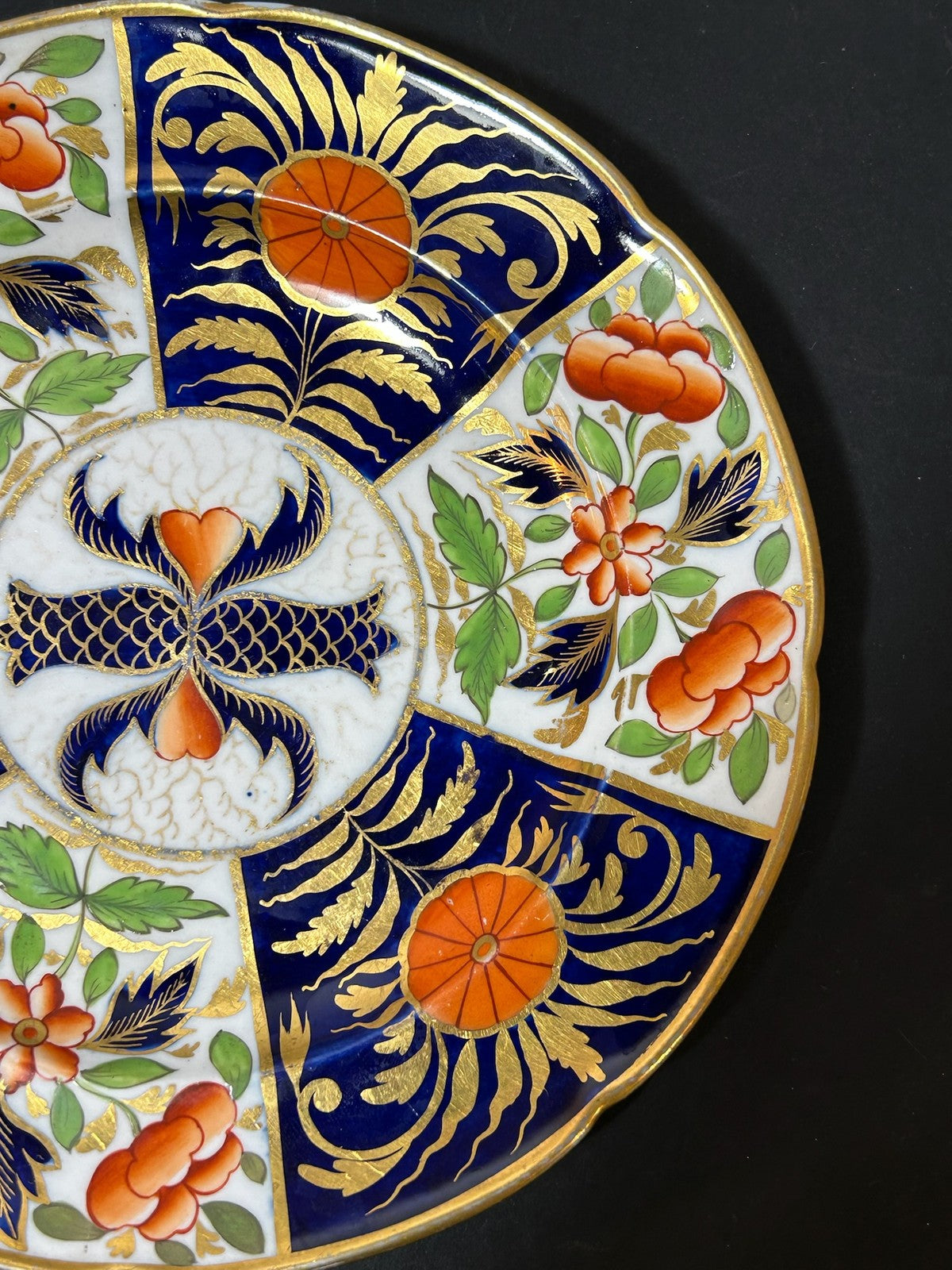 Antique English Porcelain Imari Plate Old Japan Pattern Cobalt Gilt 20cm2