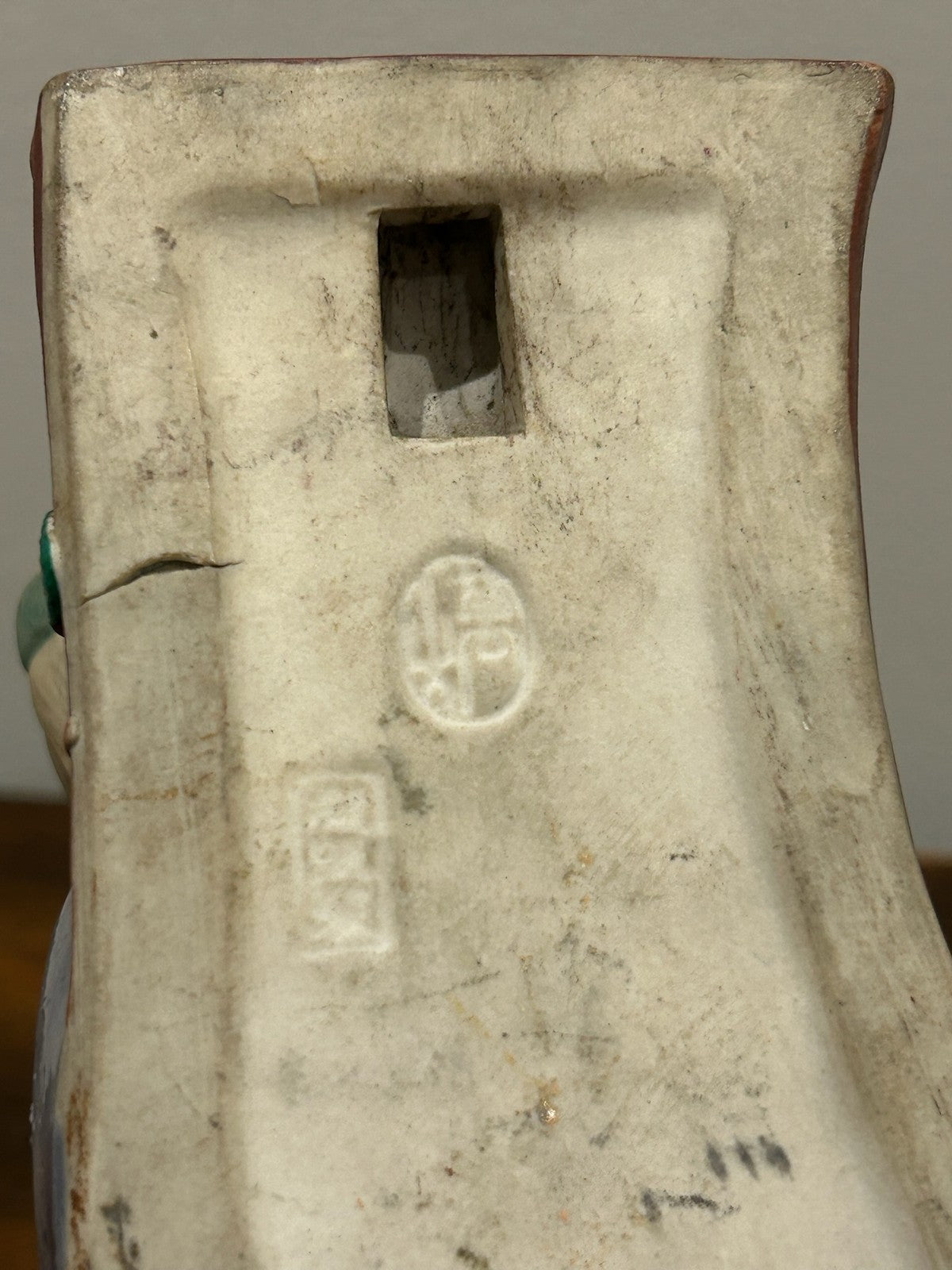 Japanese Glazed Pottery Figure Lady With Broom Meiji Taisho6