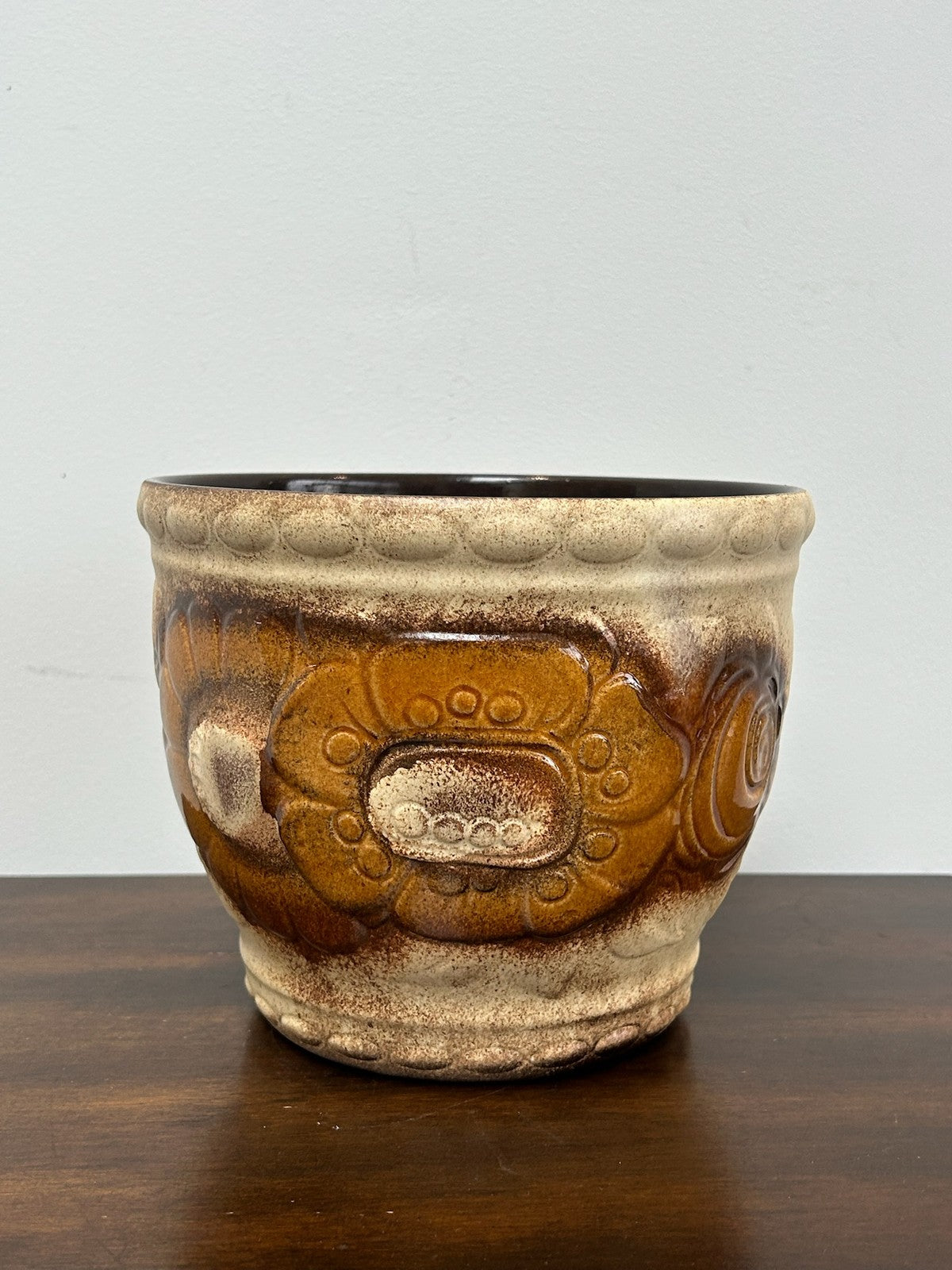 Vintage West German Pottery Planter Mid Century Modern Fat Lava Style 18cm2