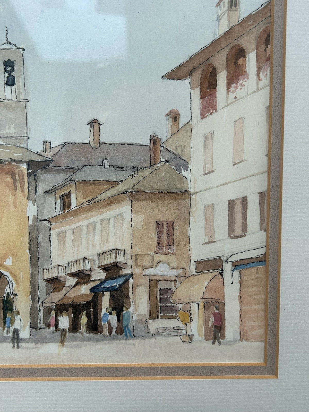 Peter Coatman Original Watercolour San Giulio Lake Orta Italy Signed Framed2