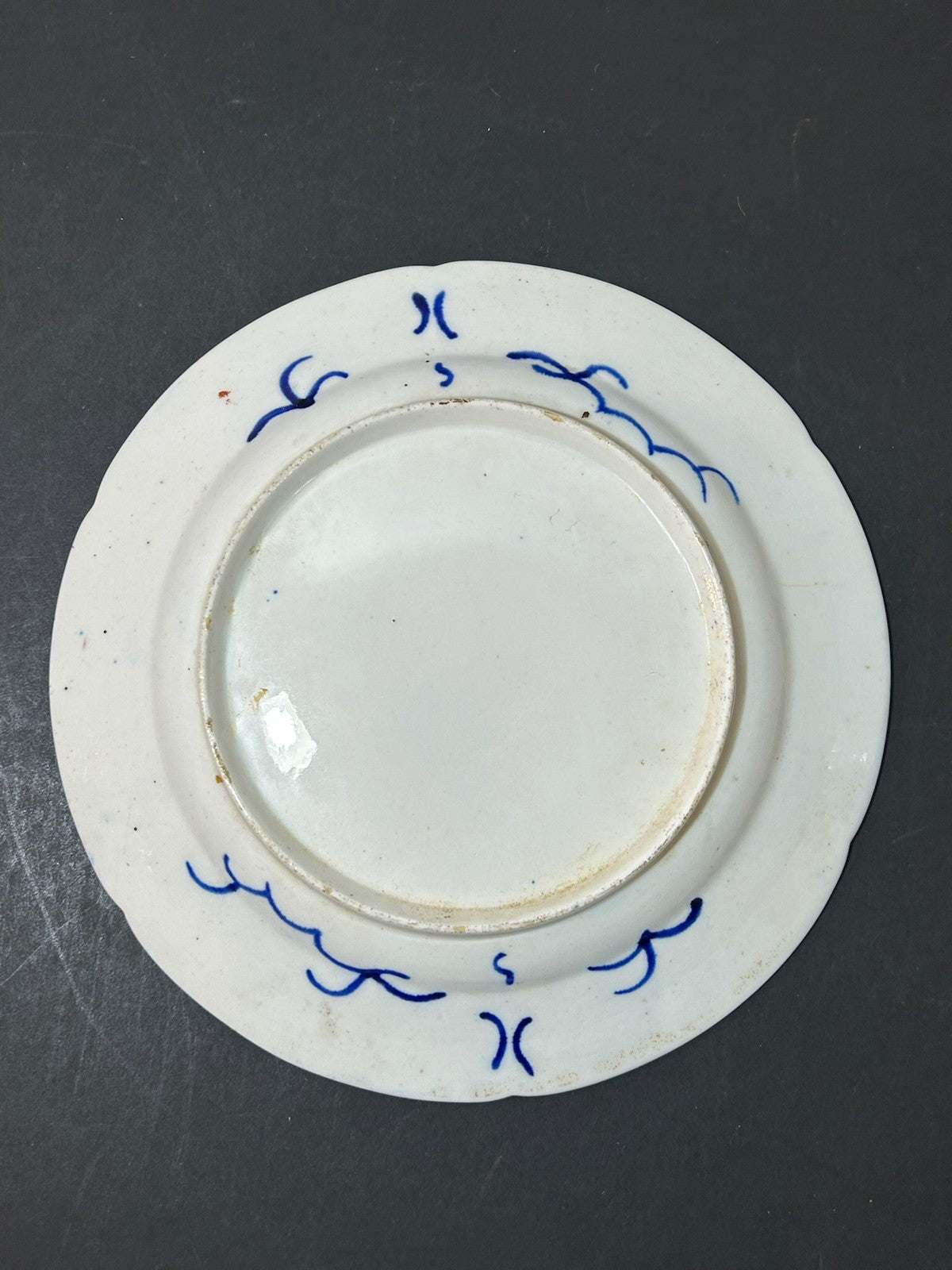 Antique Money Tree Pattern Imari Stone China Plate Blue Seal Mark 21cm3