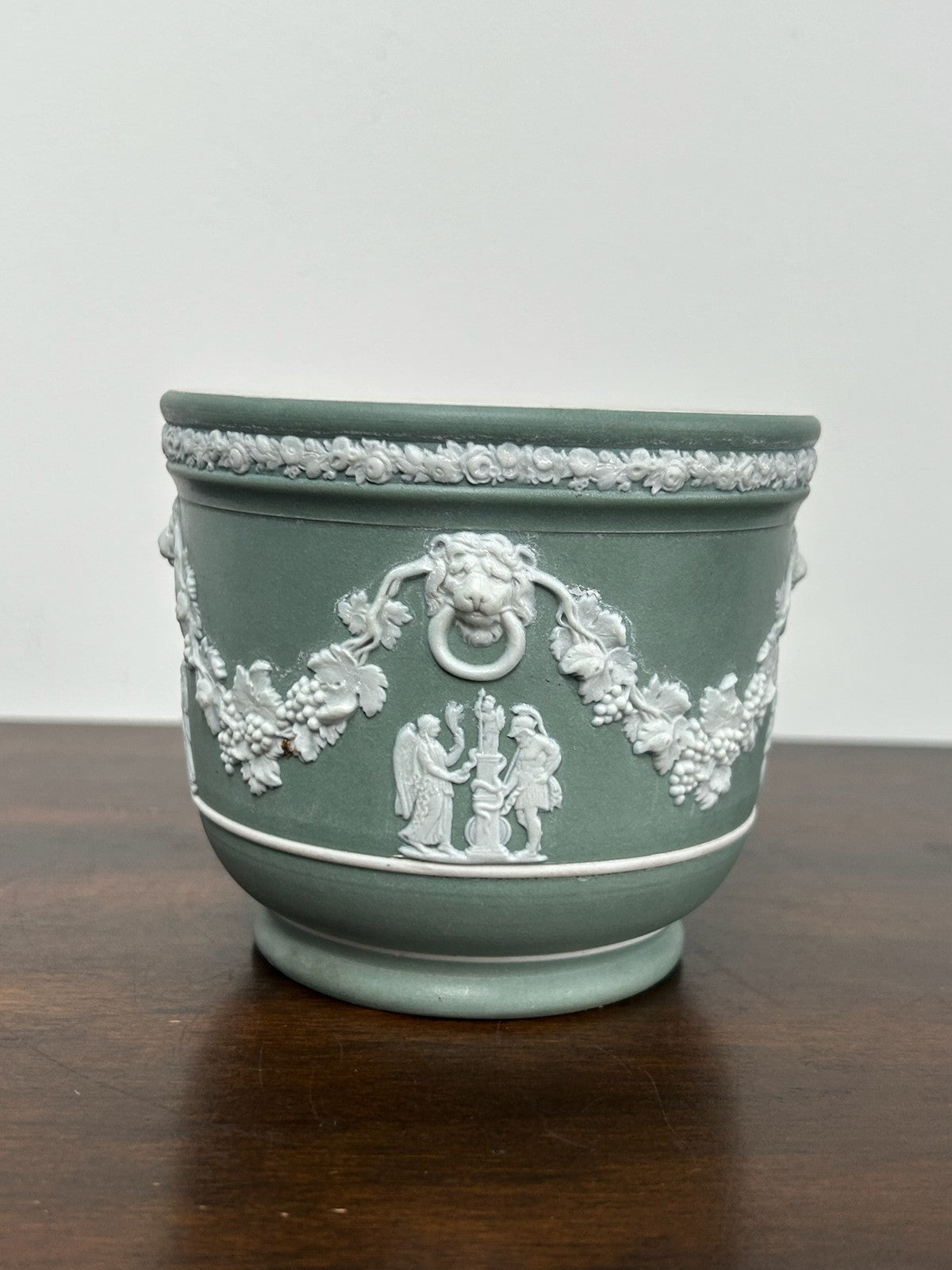 Wedgwood Sage Green Jasperware Jardiniere Cachepot 19th C1