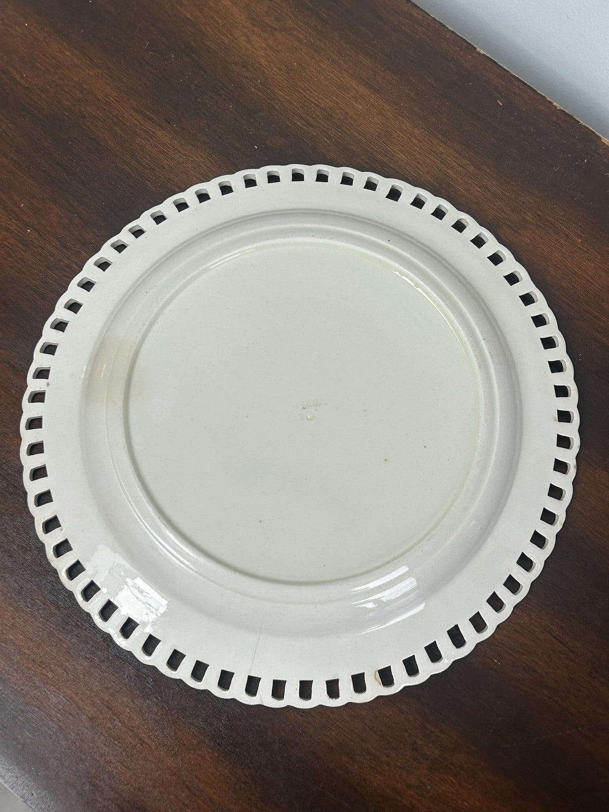 Antique Spode Creamware Pierced Rim Plate Orange Black Acanthus Border c18002