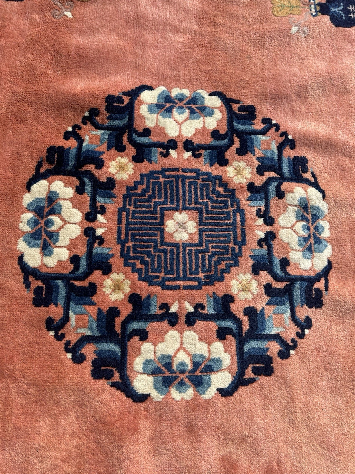 Semi Antique Chinese Pecking Rug CHINA Area Carpet Orange9