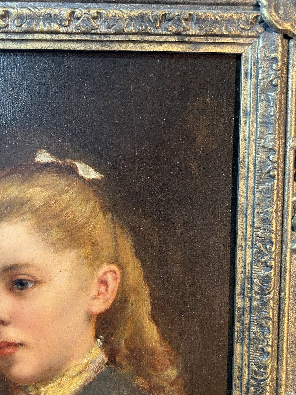 Reginald Arthur Contemplation 1890 Victorian Portrait Oil Painting Gilt Frame6