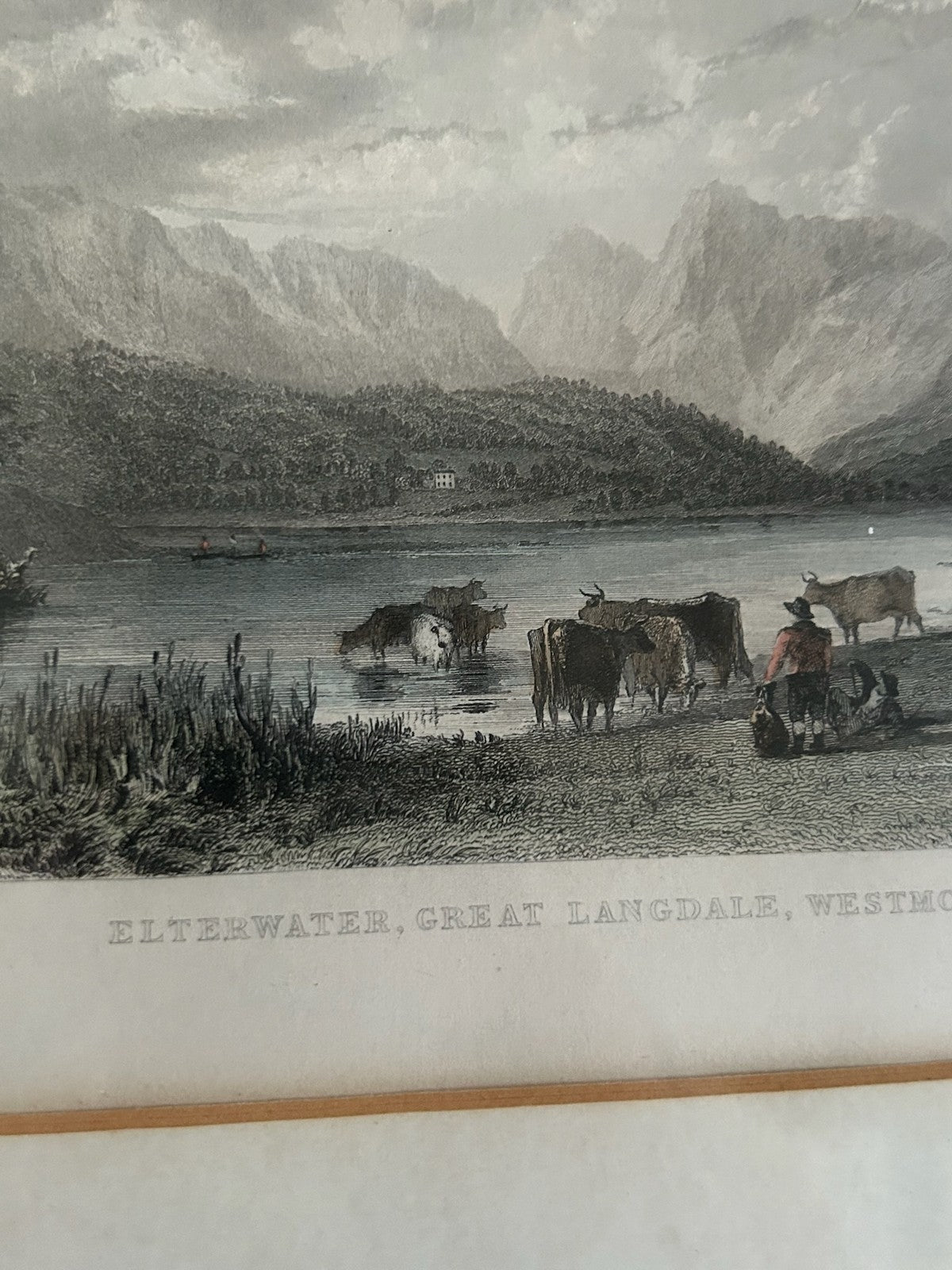 Antique Set 3 T Allom Lake District Steel Engravings Derwent Elterwater Framed6