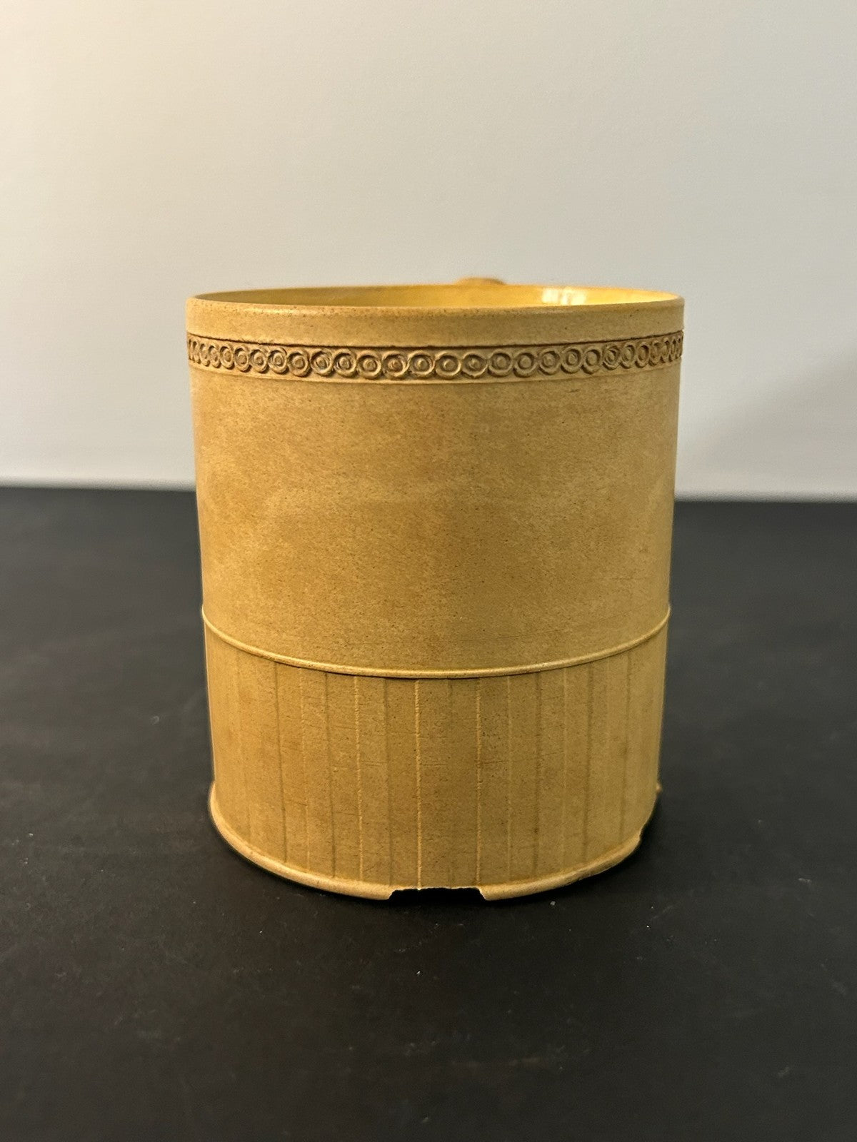 Antique English Caneware Cup c1800 1820 Engine Turned Basketweave 8cm A/F1