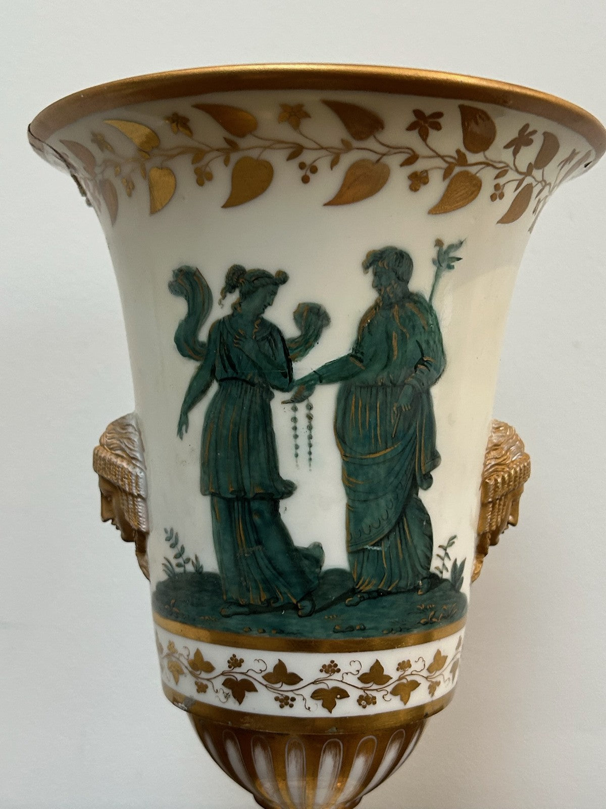 Dihl et Guerhard Paris Empire Porcelain Vase Camaieu Vert Classical Figures1