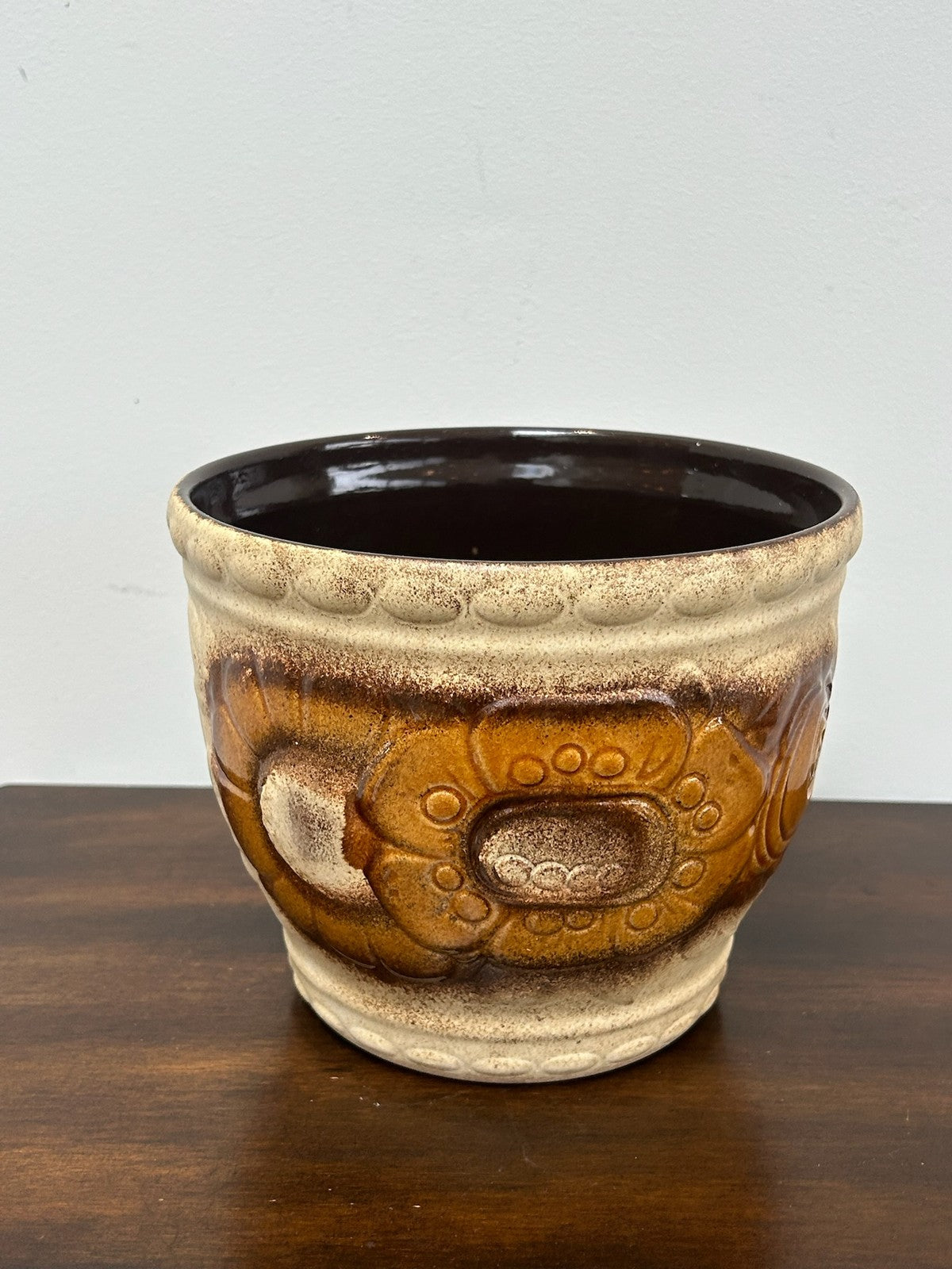 Vintage West German Pottery Planter Mid Century Modern Fat Lava Style 18cm1