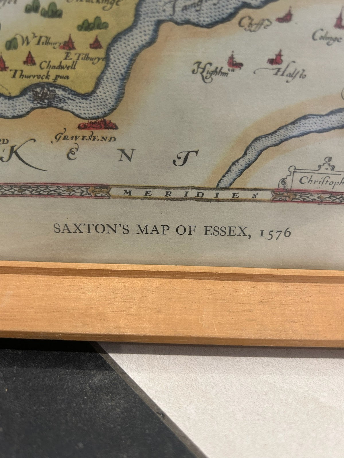 Saxton's Map of Essex 1576 British Museum Facsimile Framed Print 19684