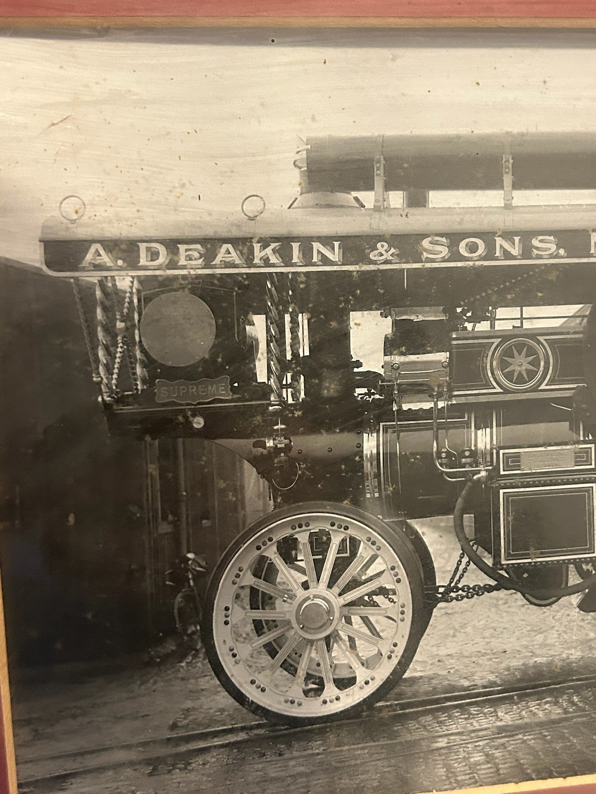 Vintage Photograph Fowler Steam Traction Engine A Deakin and Sons Leeds Framed2